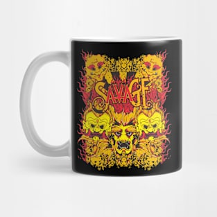 crowd oriental masks flaming Mug